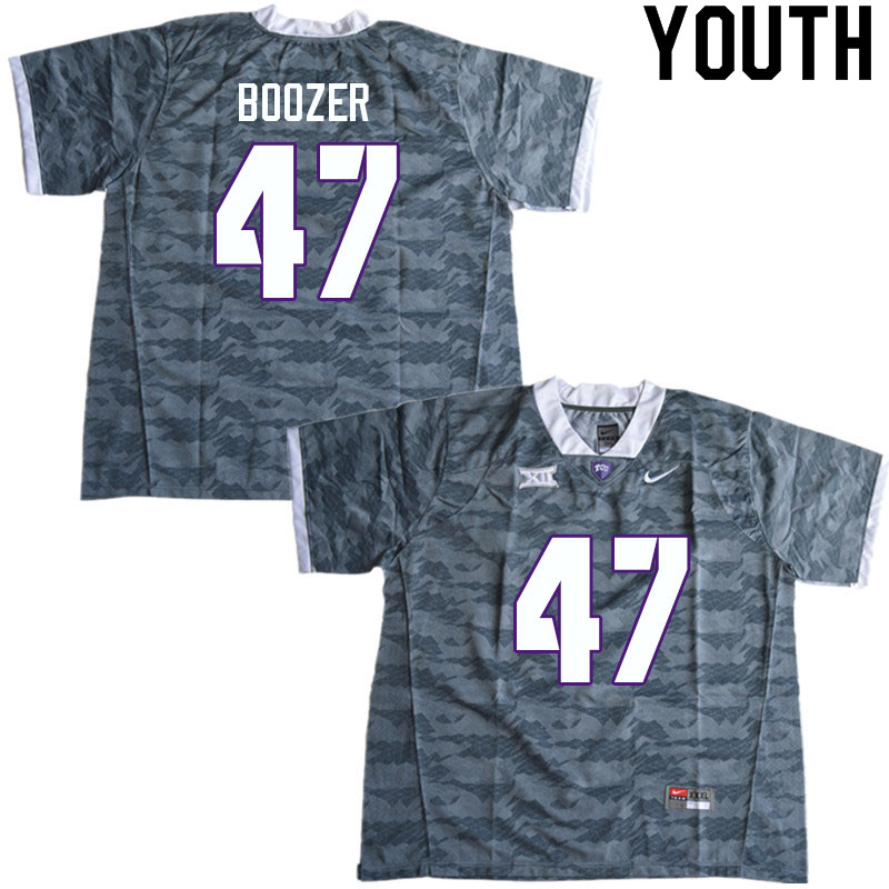 Youth #47 Jake Boozer TCU Horned Frogs College Football Jerseys Sale-Gray